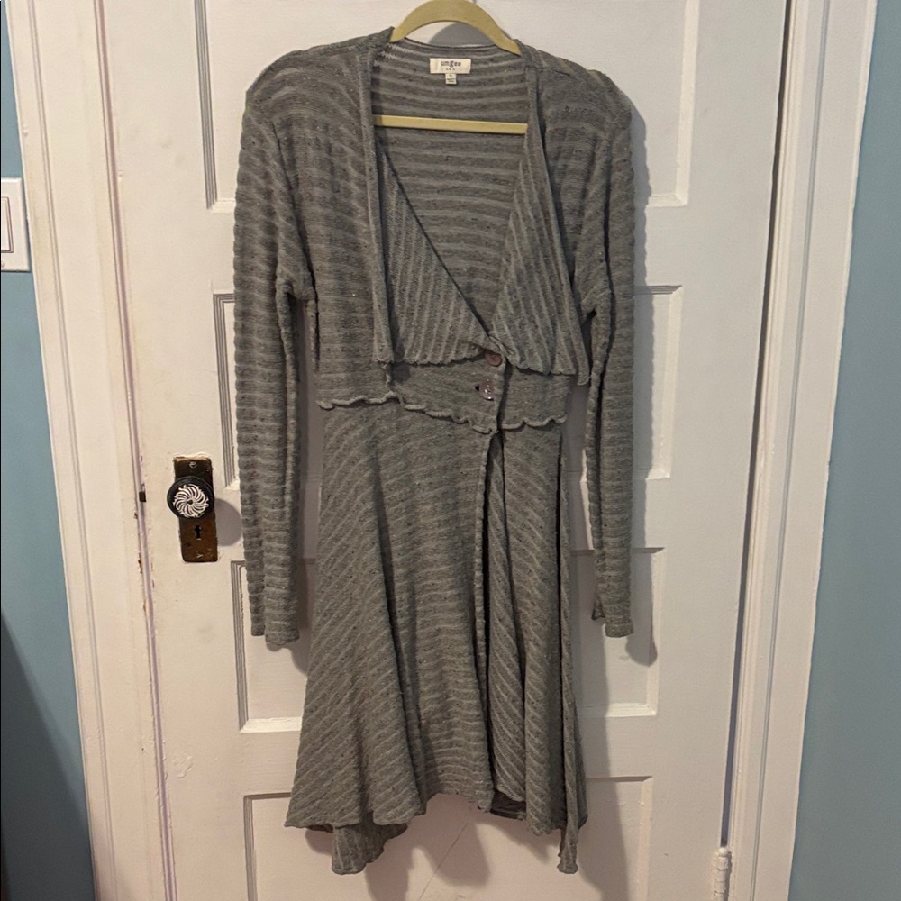 Gray Asymmetrical Striped sweater
